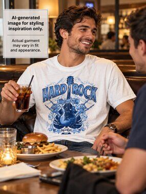 Hard Rock Cafe Graphic T-Shirt – White & Blue